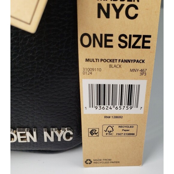 Madden NYC Womens Embellished Multi Pocket Fannypack Crossbody W/Pouch Black New - Picture 14 of 14